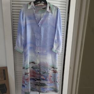 Rani Arabella Multicolor Abstract  Silk Dress Size 8